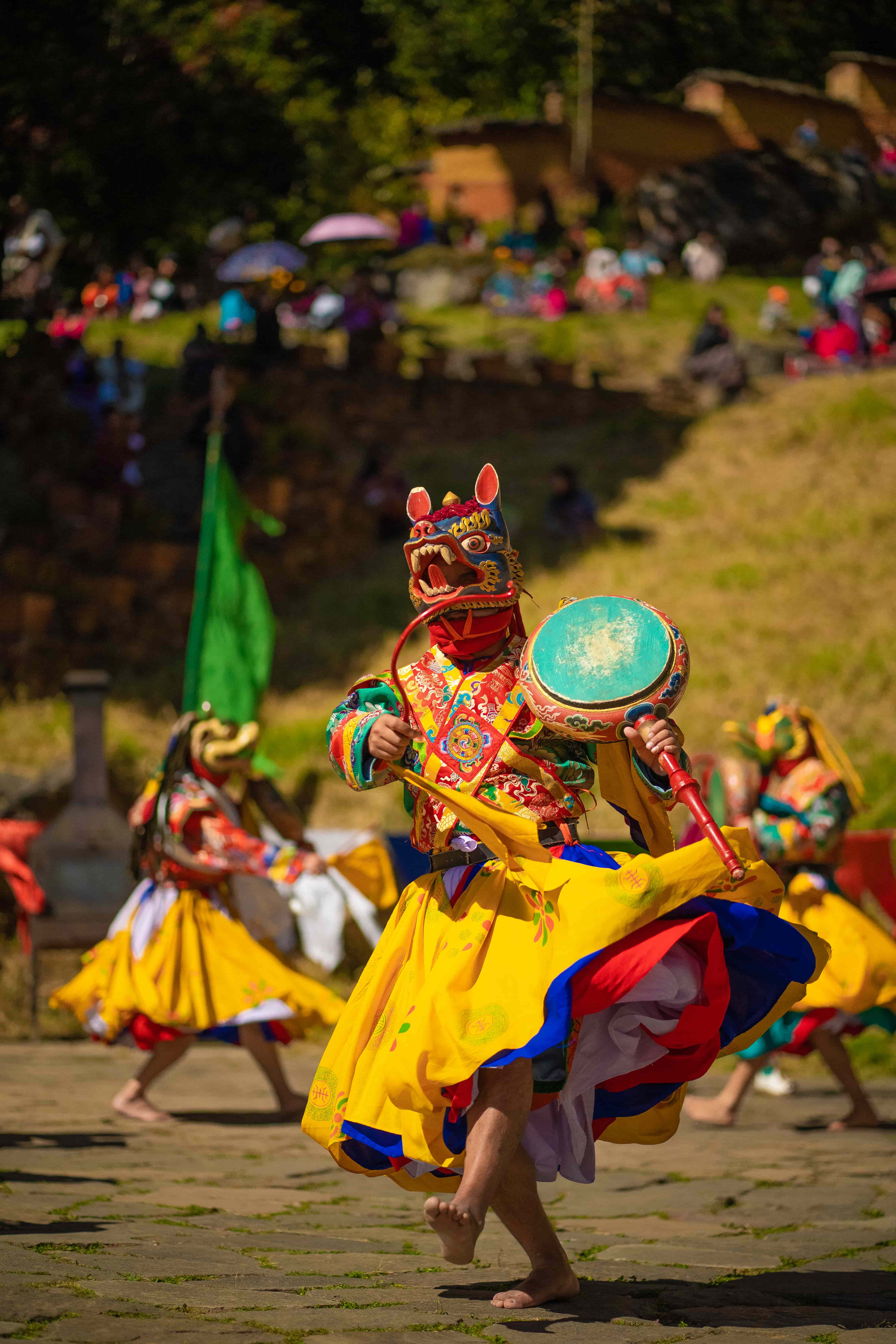 Monks praying in Bhutan